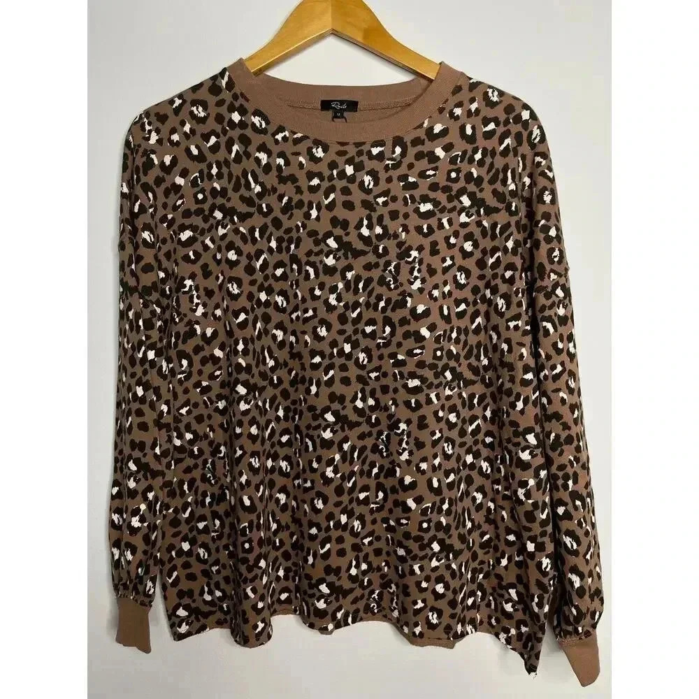 Rails Reeves Mountain Leopard crew neck sweater size M New - Picture 10 of 13
